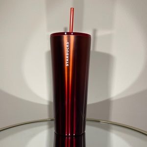 New Starbucks Ombre Red Puffy Stainless Steel Tumbler